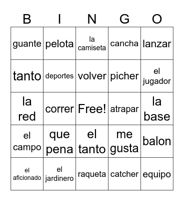 deportes Bingo Card