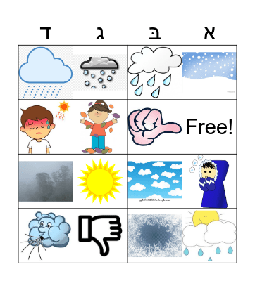 Weather Words April 2025 Bingo Card