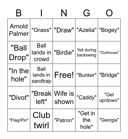 PAR-TEE Masters 2025 Bingo Card