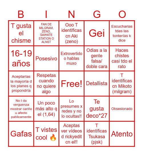 Eres el tipo d fuu?!! Bingo Card