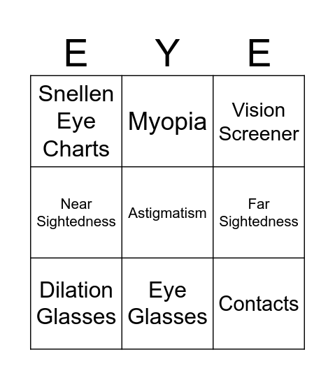 Eye Bingo Card