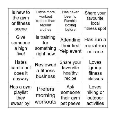 Meet Your Next Gym Buddy Bingo Card