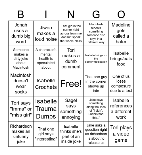 433/457 Bingo Card