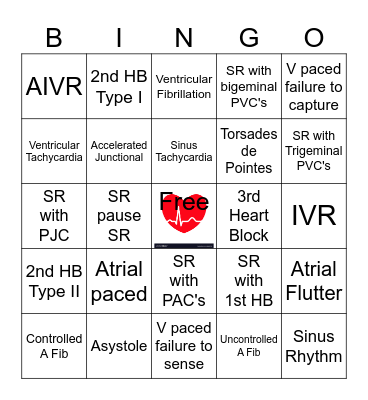 EKG Bingo Card