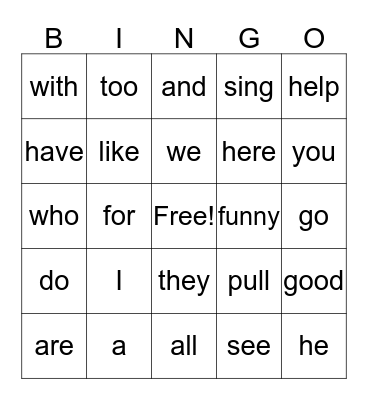 Unit 1 Words to Know Bingo Card