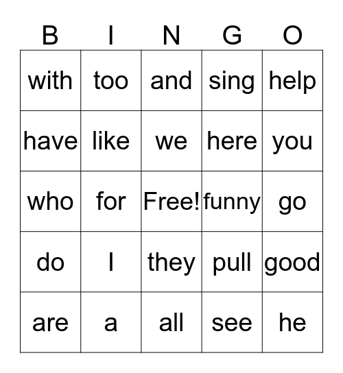 Unit 1 Words to Know Bingo Card