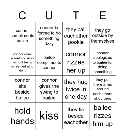 bailee x connor Bingo Card
