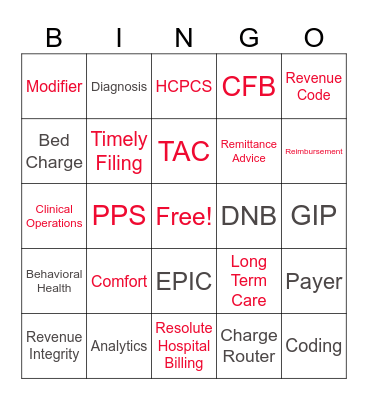EP* Revenue Cycle Bingo *IC Bingo Card