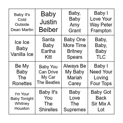 Baby Musical Bingo Card