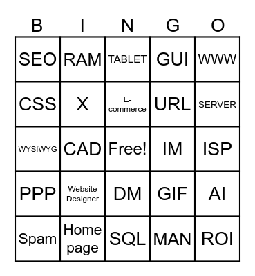 Technology Bingo Card
