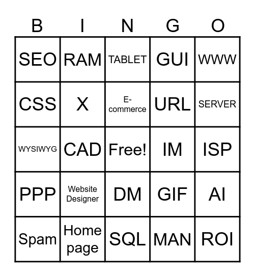 Technology Bingo Card