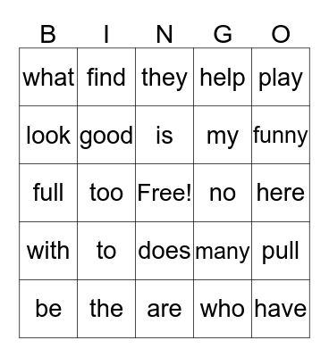 Unit 1 Words to Know Bingo Card