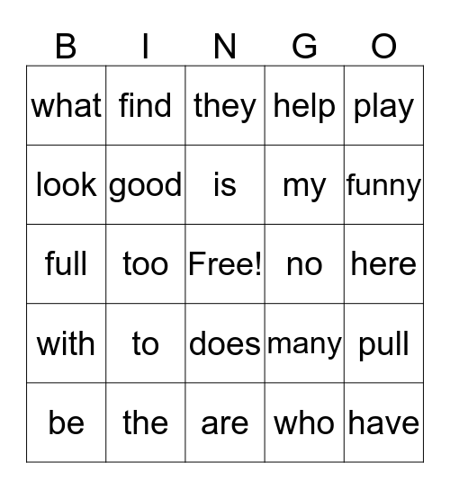 Unit 1 Words to Know Bingo Card
