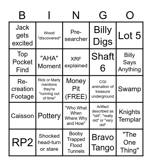 Curse of Oak Island S12 E19 (4.8.25) Bingo Card