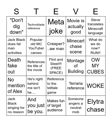 Minecraft Bingo Card