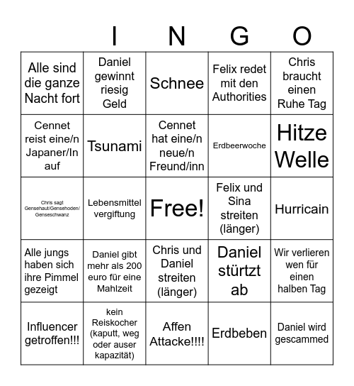 Japan (Nick und Ingo) Bingo Card