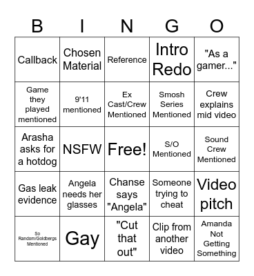 Smosh Bingo Card