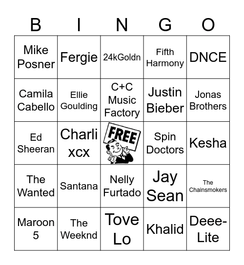 Throwback Pop Bingo Card