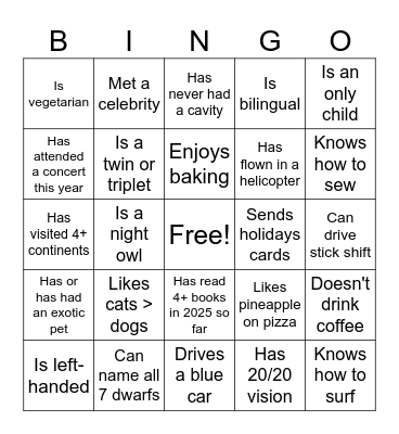 MFES Icebreaker - Find someone who... Bingo Card