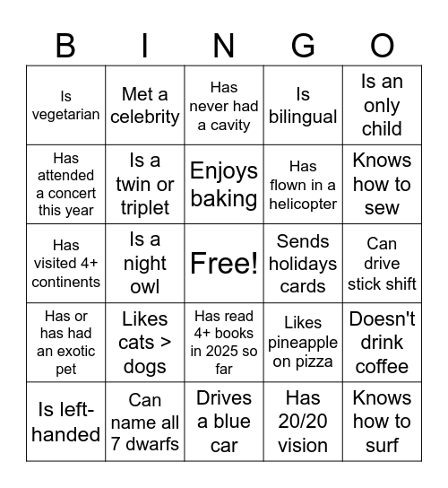 MFES Icebreaker - Find someone who... Bingo Card