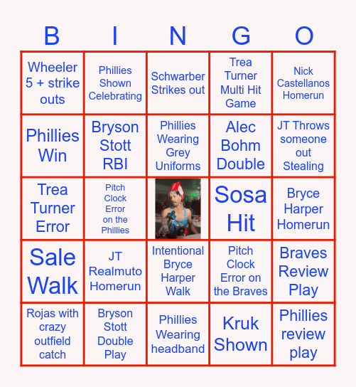 Phillies vs. Diamond Backs Game 1 - NLCS Bingo Card