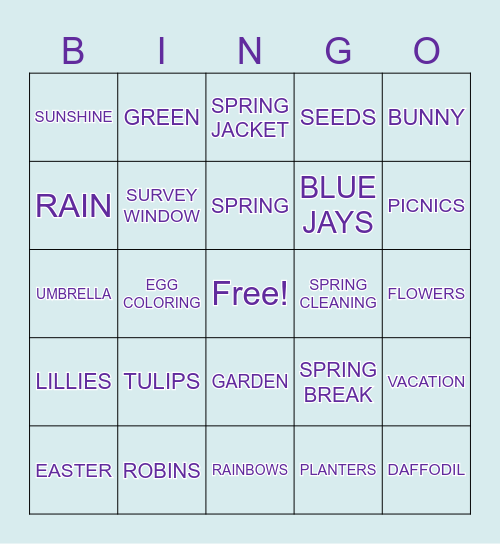 SPRING BLING BINGO! Bingo Card