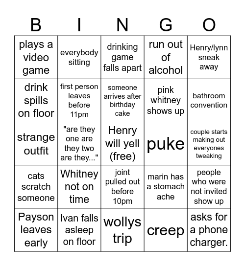 Henryfest bingo card Bingo Card