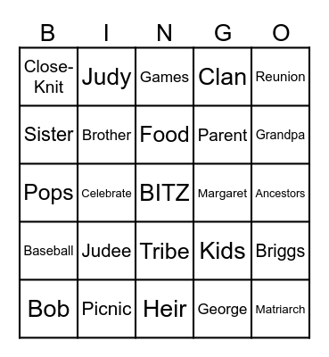 BITZ BINGO Card