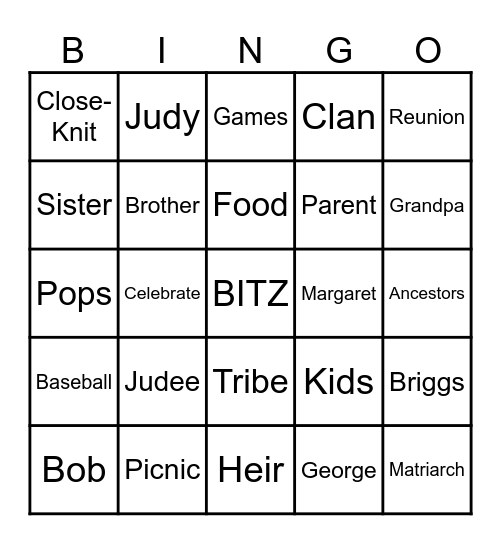 BITZ BINGO Card
