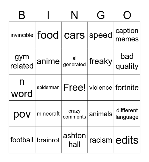 Untitled Bingo Card