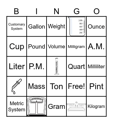 Measurement Bingo Card