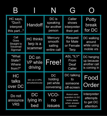 Things That Happen In VRS Bingo Card
