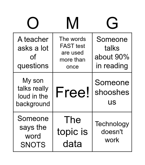 Monday Meetings Bingo Card
