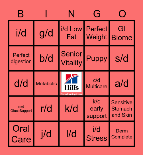 Hill's Diet Bingo! Bingo Card