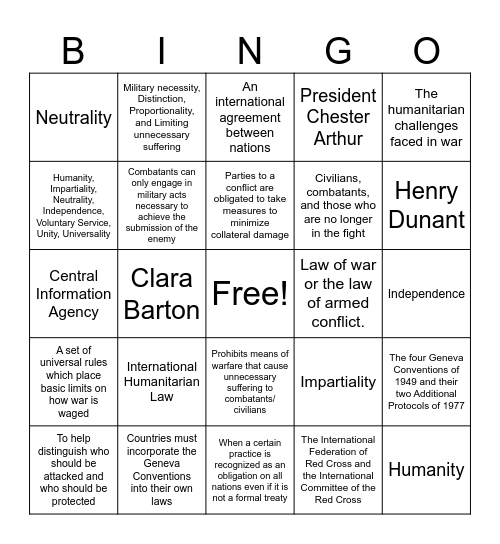 IHL Bingo Card