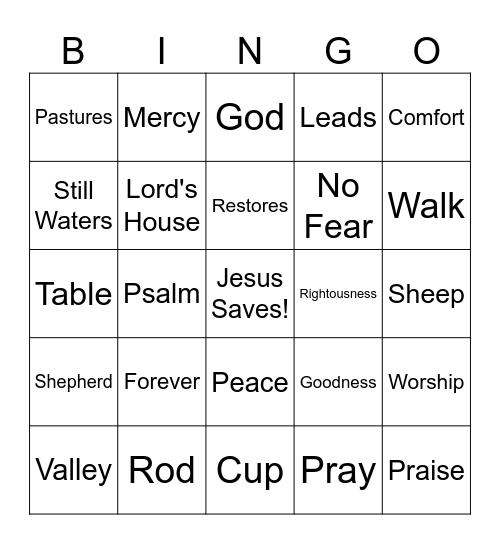 Psalm Bingo Card
