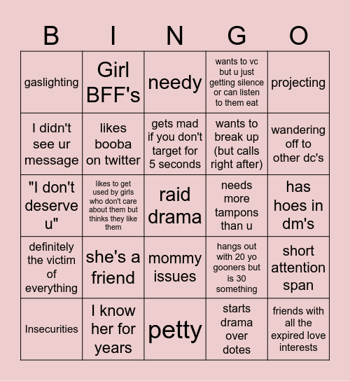 E-Dude Bingo Card