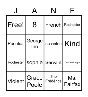 Jane Eyre Bingo Card