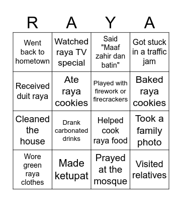 HARI RAYA BINGO Card