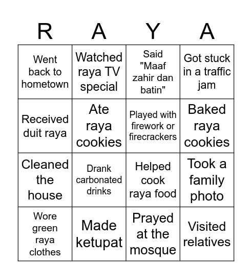 HARI RAYA BINGO Card