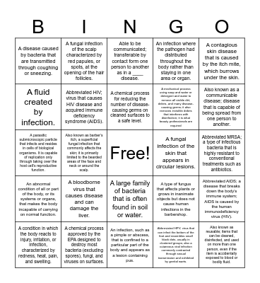 Infection Control Bingo Card