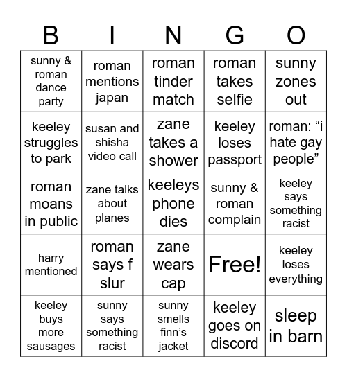 new zealand trip bingo Card