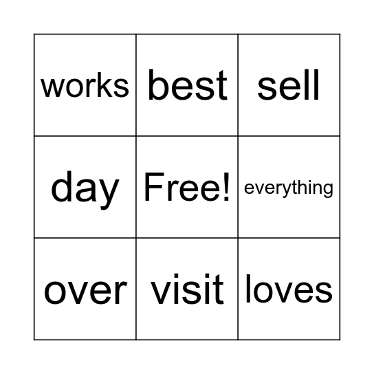 Listening time Bingo Card