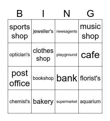 Our Neighborhood Bingo Card
