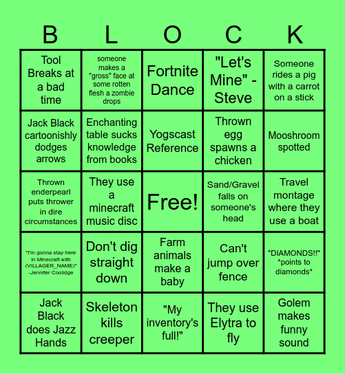 BLOCK-O Bingo Card
