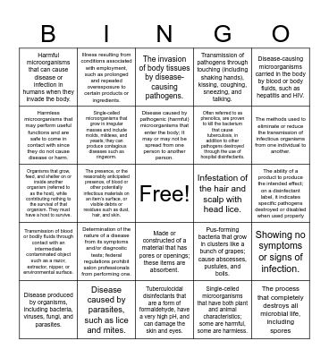 Infection Control Bingo Card