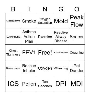How Well Do You Know Asthma? Bingo Card