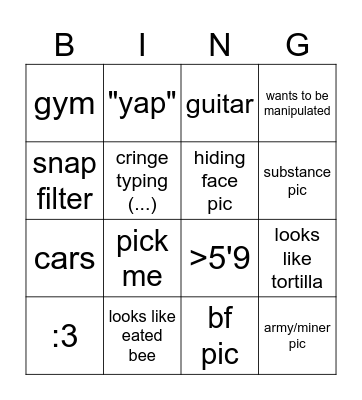 hinge freaks Bingo Card