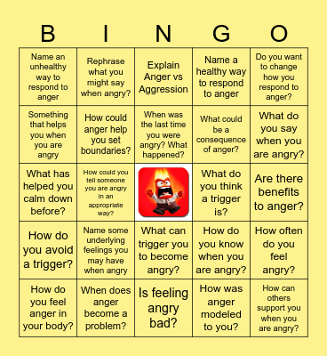 Anger Management Bingo Card