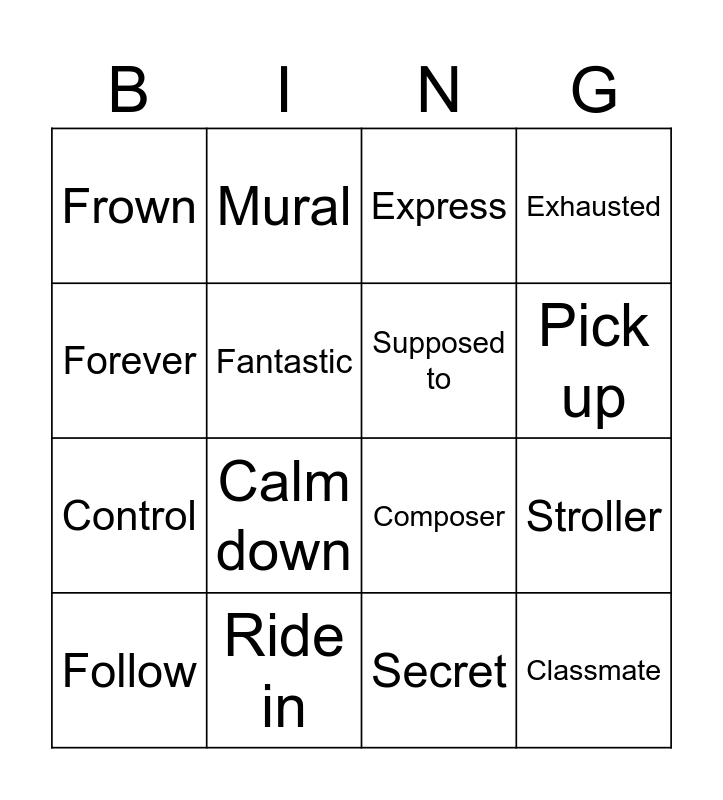 BR 150 Bingo Card